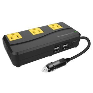 Scosche -  200W Portable Power Inverter with 4 USB Po Black
